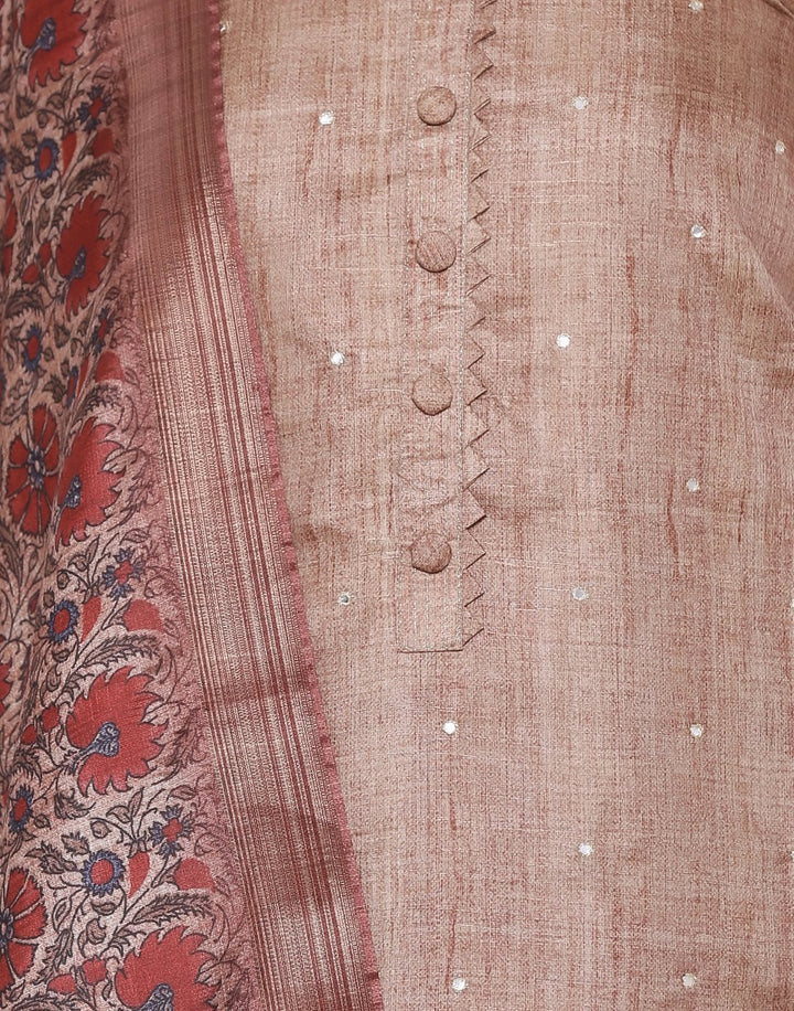MBZ Meena Bazaar-Art Silk Suit Set with Printed Dupatta