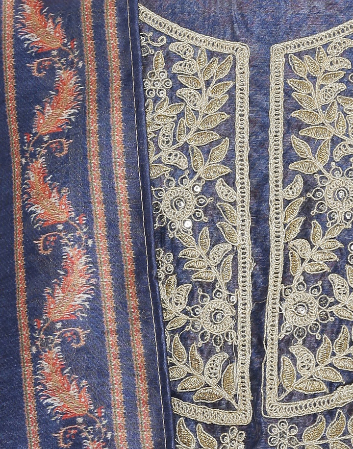 MBZ Meena Bazaar-Embroidered Chanderi Suit Set with Digital Printed Dupatta