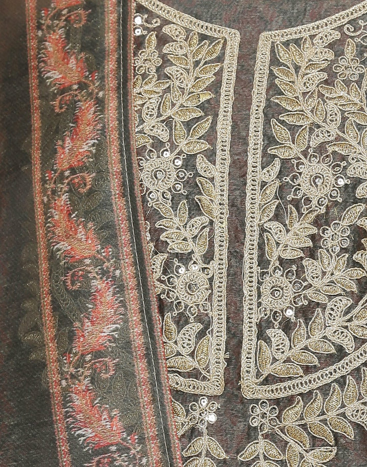 MBZ Meena Bazaar-Embroidered Chanderi Suit Set with Digital Printed Dupatta