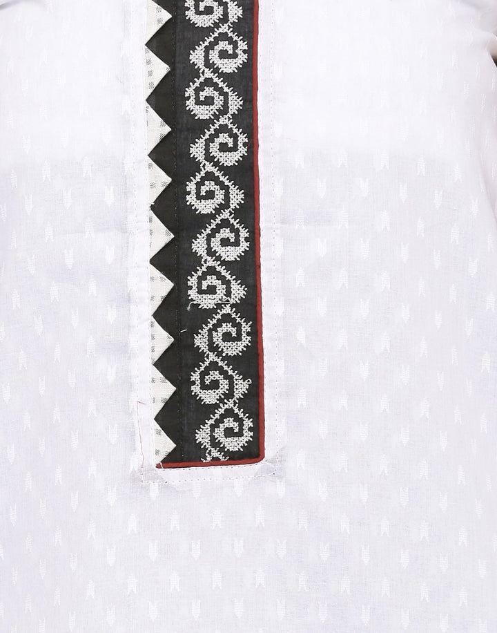 MBZ Meena Bazaar-Embroidered Cotton Suit Set with with Kantha Dupatta