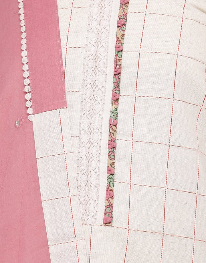MBZ Meena Bazaar-Handloom Cotton Suit Set with Embroidered Dupatta