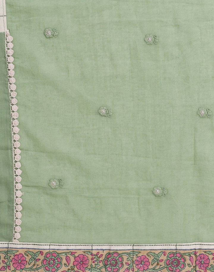 MBZ Meena Bazaar-Handloom Cotton Suit Set with Embroidered Dupatta