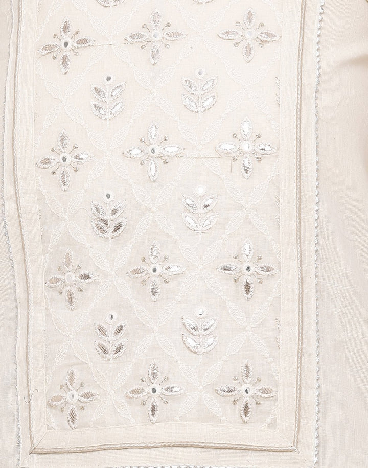 MBZ Meena Bazaar-Embroidered Khadi Suit Set with Chiffon Batic Printed Dupatta