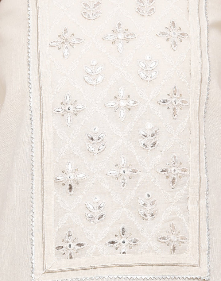 MBZ Meena Bazaar-Embroidered Khadi Suit Set with Chiffon Batic Printed Dupatta