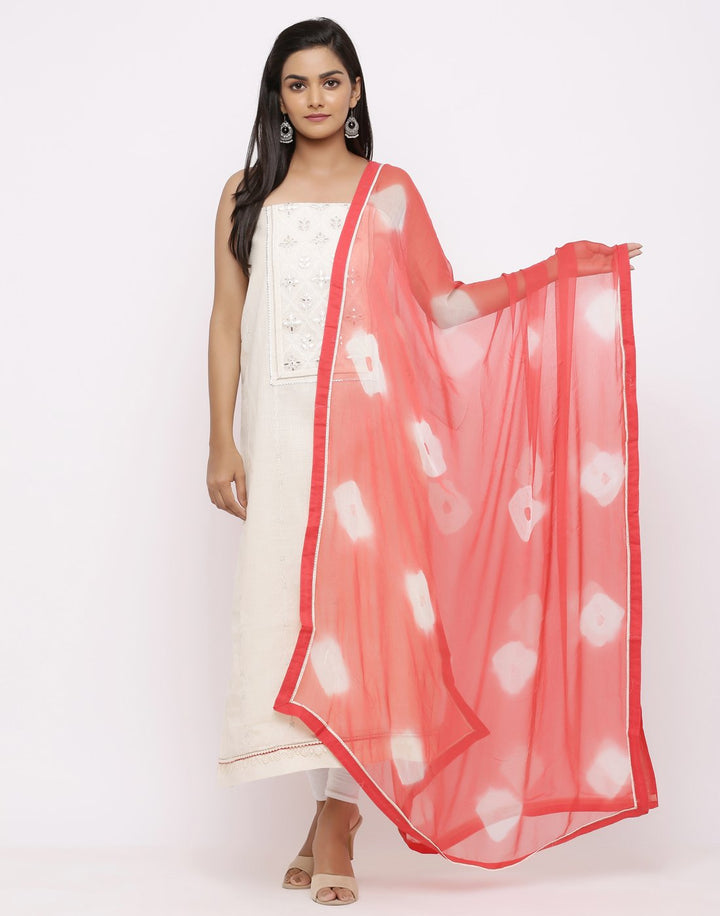 MBZ Meena Bazaar-Embroidered Khadi Suit Set with Chiffon Batic Printed Dupatta