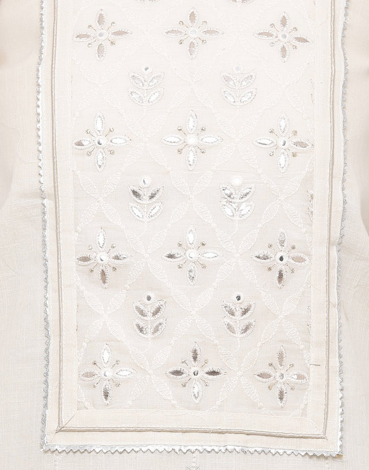 MBZ Meena Bazaar-Embroidered Khadi Suit Set with Chiffon Batic Printed Dupatta