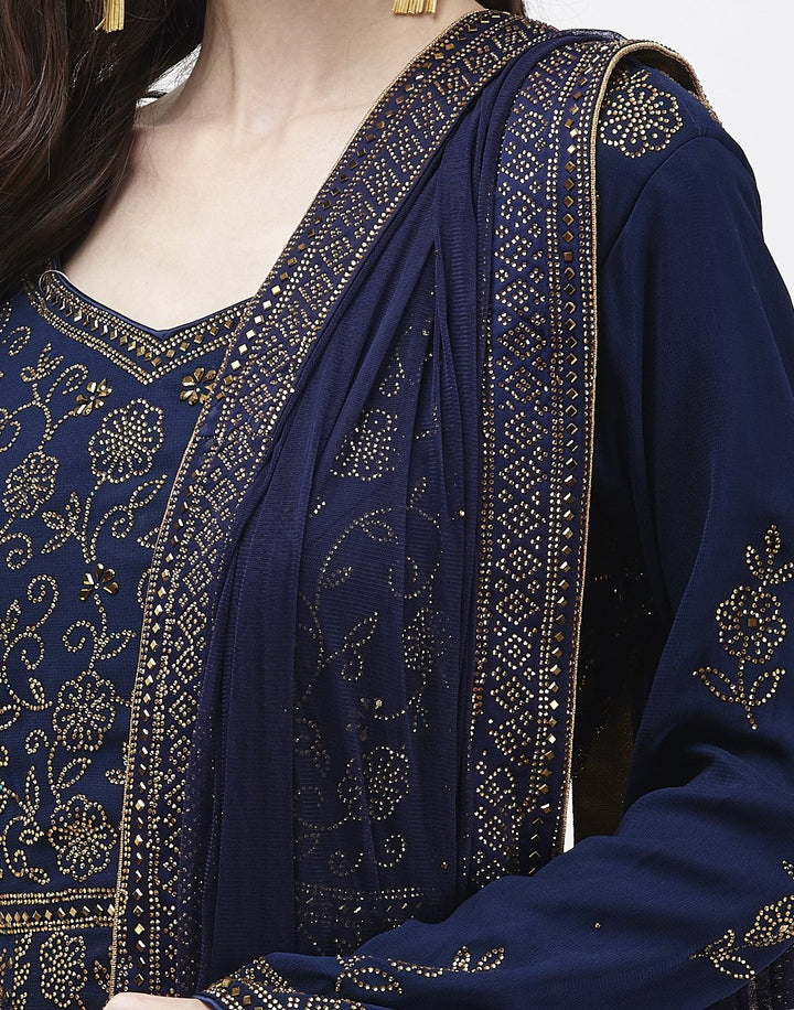 MBZ Meena Bazaar-Navy Blue Art Georgette Salwar Kameez